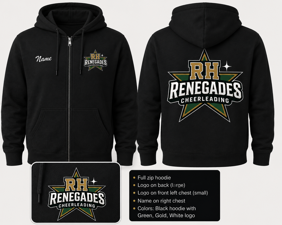 RH Renegades Cheerleading Zip up Hoodie
